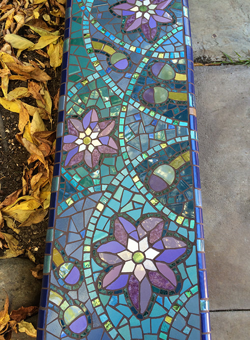 Mosaic bench by Wilma Wyss
